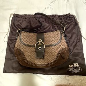 90s Vintage Brown Coach Soho Suede Shoulder Bag